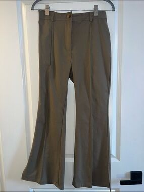 Olive Green Flared Dress Pants